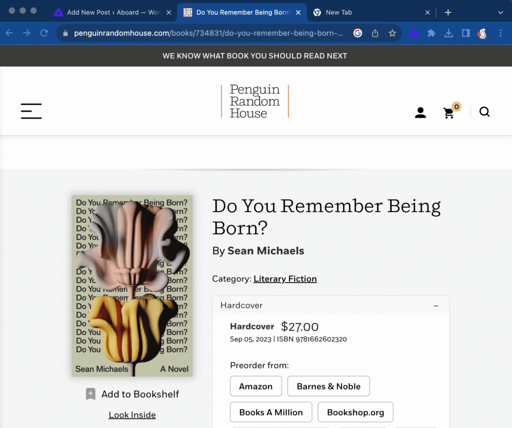 Screenshot of a book listing for "Do You Remember Being Born?"
