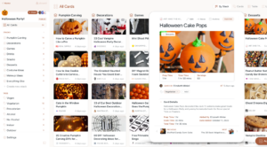 Screenshot of a Halloween board featuring a pop-out card of pumpkin-shaped cake pops