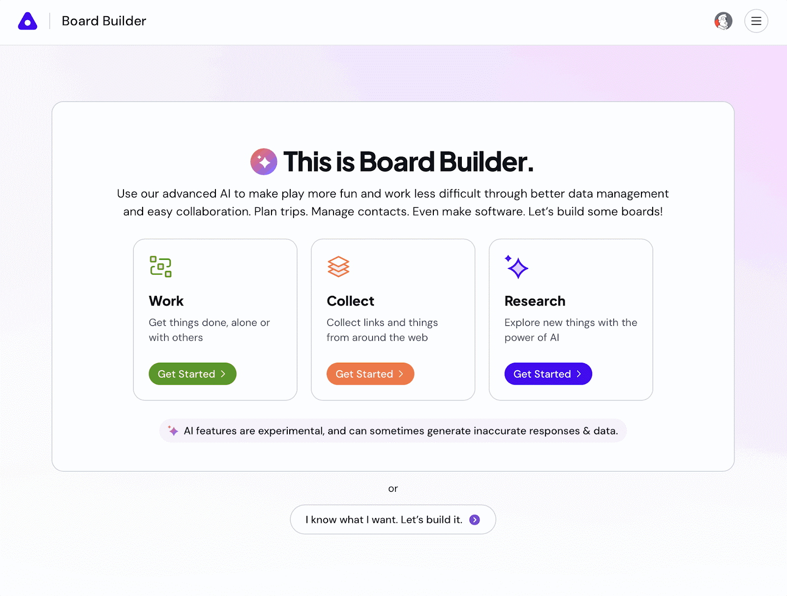 Animated gif of a recipe board being built