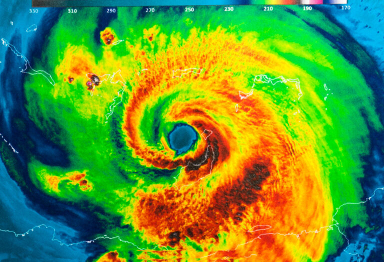 GeoColor image of a hurricane.