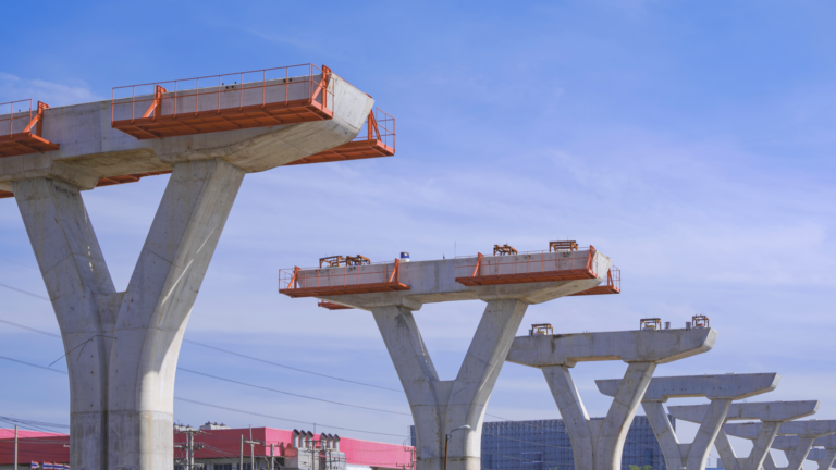 Image of large concrete pylons.