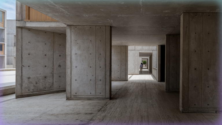 Photograph of a Louis Kahn-designed space.