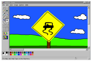 Screenshot of the old-school interface of MS Paint.