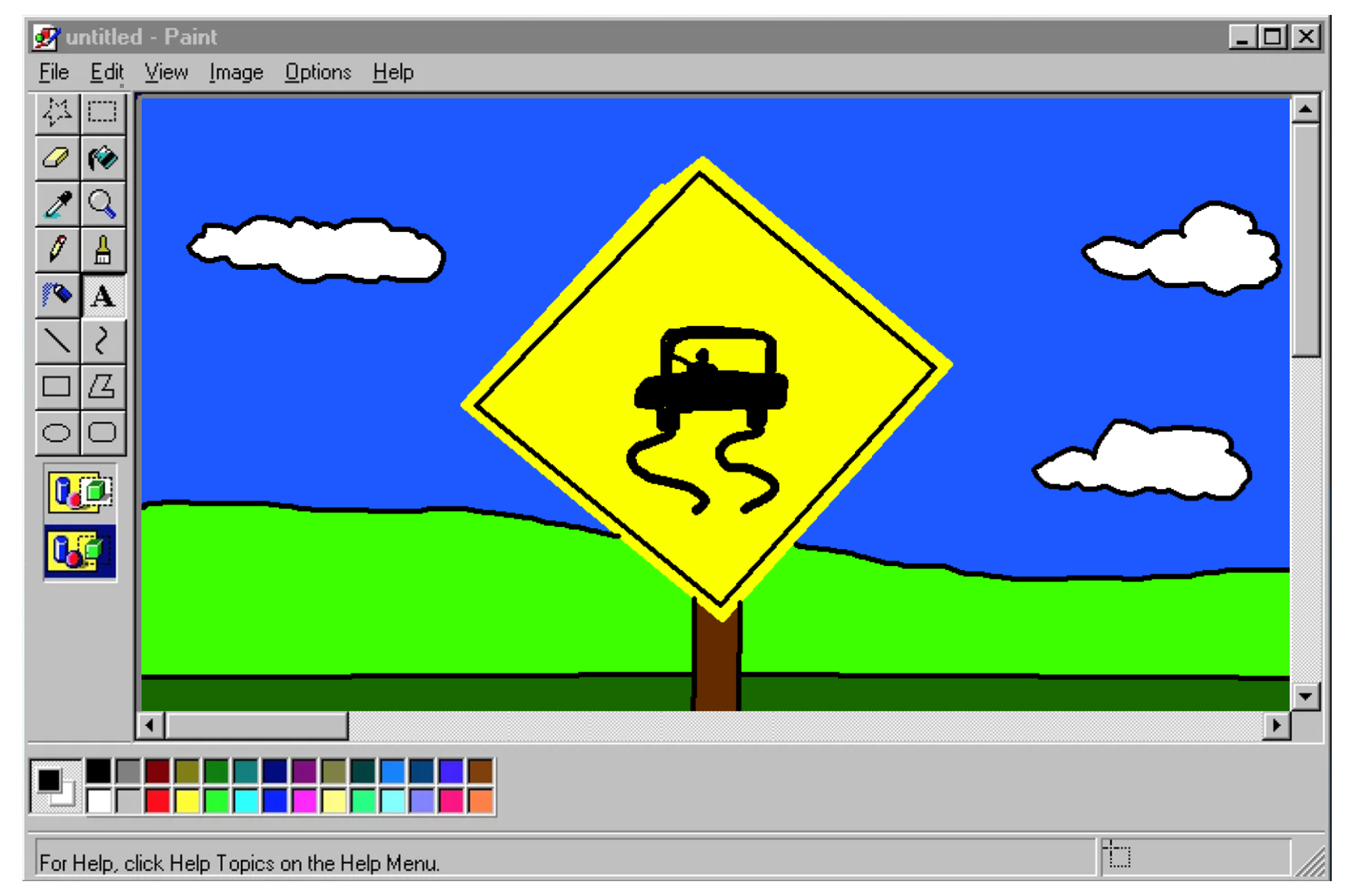 Screenshot of the old-school interface of MS Paint.