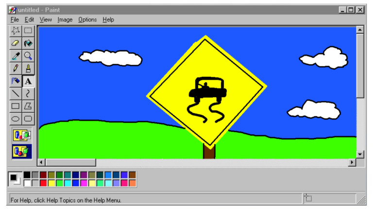 Screenshot of the old-school interface of MS Paint.