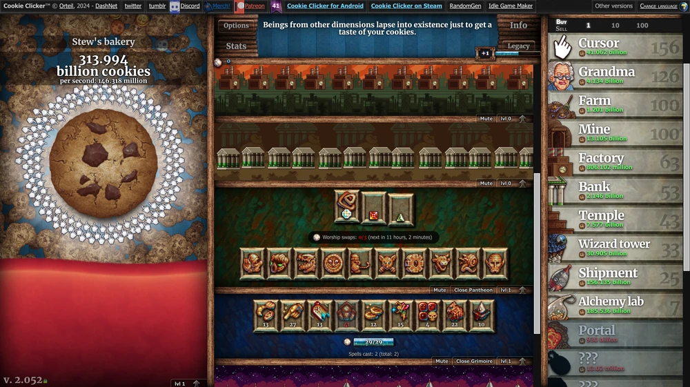 Screenshot of Cookie Clicker
